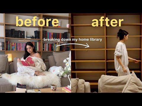 breaking down my home library because I'm MOVING OUT 📦 (packing 100+ books)