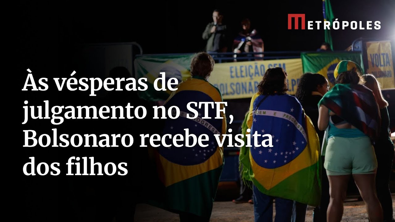 Às vésperas de julgamento no STF, Bolsonaro recebe visita dos filhos