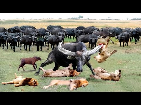 So Awesome - The Brave Buffalo Herd Attacked The Lion and Saved The Calf From Danger