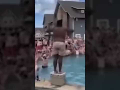 Olympic diver shows off at pool party