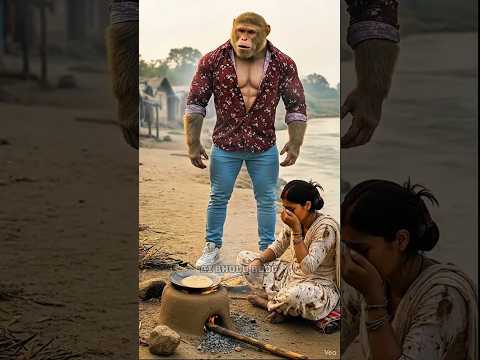 😭 Monkey Brought a Roti Maker for His Mom ❤️ | Heart-Touching Village Story | #shorts #viral #ai poster