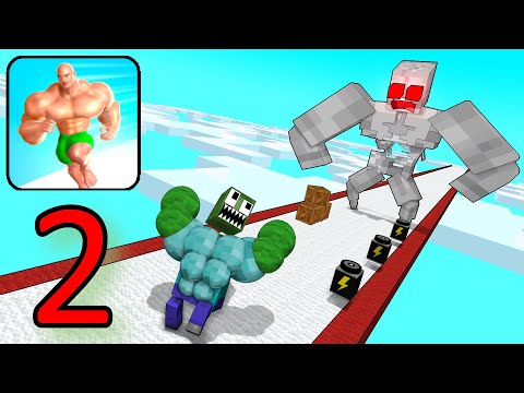 Minecraft Mobs : MUSCLE RUSH RUN CHALLENGE 2 - Minecraft Animation