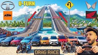 GTA 5 INDIAN CARS & BIKES VS HARDEST U-TURN😱 DRAG RACE |GTA 5 ABHISHEKKZ GAMING