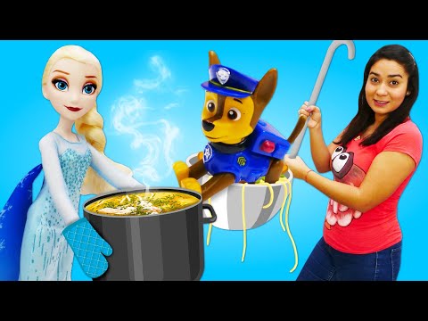 Valerias Lustige Schule - Paw Patrol Video für Kinder. Chase und Puppen kochen Mittagsessen