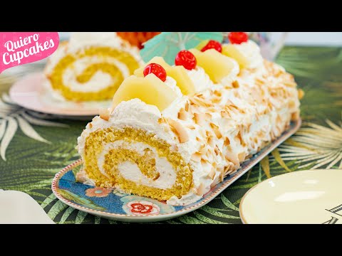 BRAZO DE GITANO DE PIÑA COLADA 🍍🥥 | SABOR TROPICAL | QUIERO CUPCAKES