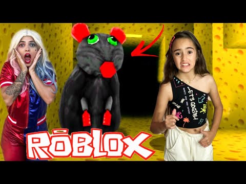 ESCAPE DO RATO GIGANTE E ASSUSTADOR NO LABIRINTO DO ROBLOX (Cheese Escape) COM ARLEQUINA E CORINGA!