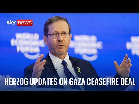 Israeli President Isaac Herzog speaks at the World Economic Forum in Davos