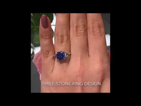 3 ct Asscher Cut Blue Sapphire Ring
