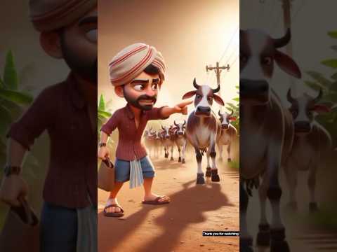 The story of the farmer and the cow 😢 #ai #parrot #cow #farmer #shorts