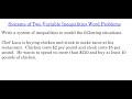 Translating Real-World Scenarios into Two Variable Inequalities