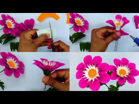 Crepe Paper Flowers For Home Decoration | Easy Flower Making | DIY Crepe Paper Flowers