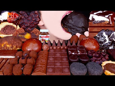 ASMR CHOCOLATE ICE CREAM FERRERO ROCHER KITKAT NUTELLA DESSERT MUKBANG 초콜릿 먹방チョコレート 咀嚼音EATING SOUNDS