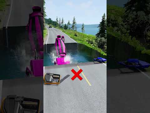 Cars vs massive water pit #5 | #carsvswaterpit #beamngdrive #doubleflatbedtrailertruckvsspeedbumps