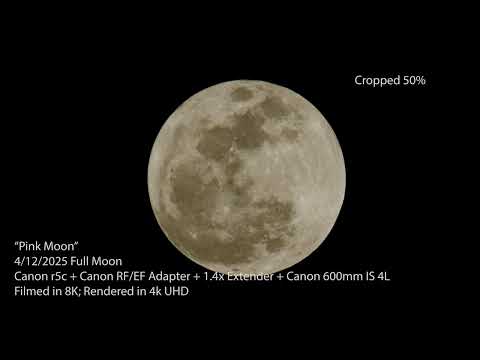 TEST: 8K Full Moon Rendered to 4K via 50% crop; Canon 600mm + 1.4x Extender