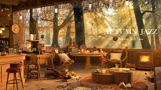 4K Vintage Coffee Shop Ambience ☕ Smooth Jazz with Falling Leaves for Relax, Study