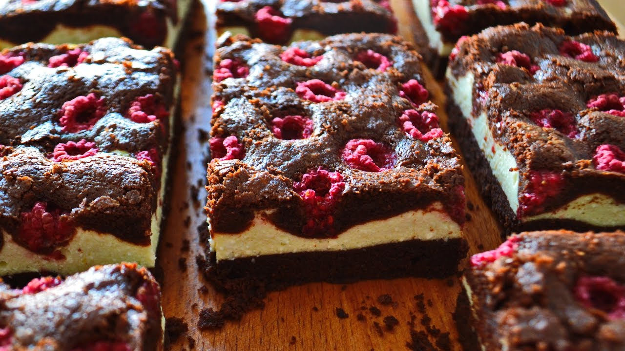 БРАУНИ с Творогом и Малиной или Шоколадное Пирожное Brownie with cottage cheese and raspberries