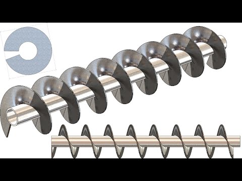 SolidWorks Tutorial #053: helical screw conveyor - auger - sheet metal plates