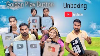 YouTube , Goldan Play Button ￼ unboxing￼ shyamu rani 👑 #youtube 