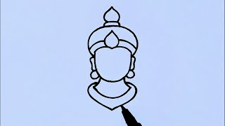 Easy Maa Durga Devi drawing from Letter U step by step // Durga Puja drawing //#durgadrawing