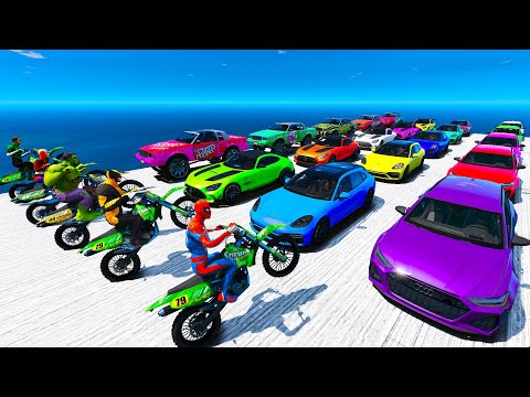 Novos Parkour Rampa Homem Aranha e Desafio com Carros e Motos Epic New Stunt Racing GTA 5