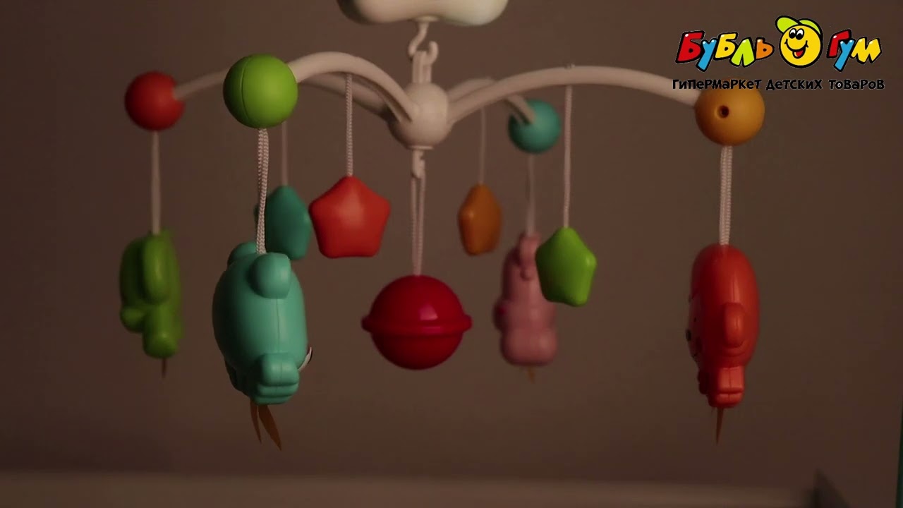 Мобиль Ути Пути Забавные зверята музыкальный с проектором 12мелодий  - видео
