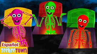 💀Aprende los colores con esqueletos danzantes de colores 🎨| Canciones de Halloween | Pueblo Teehee