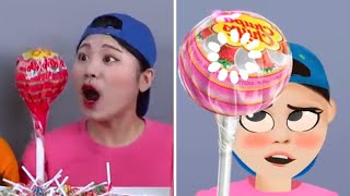 BTS BT21 Dessert Mukbang DONA 도나 VS DONA 도나 Animation Spicy Giant BTS BT21 Mukbang 방탄소년단 음식 먹방