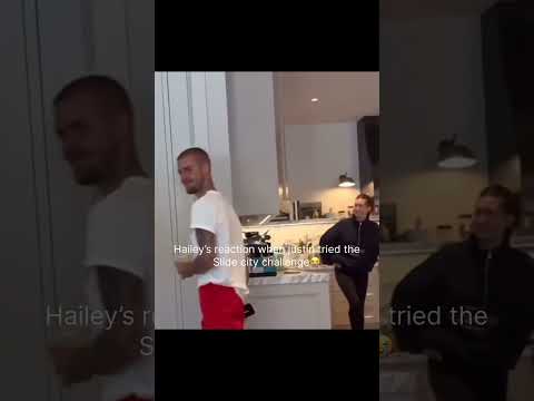 Hailey’s reaction when Justin bieber tried the slide challenge #justinbieber #hailey