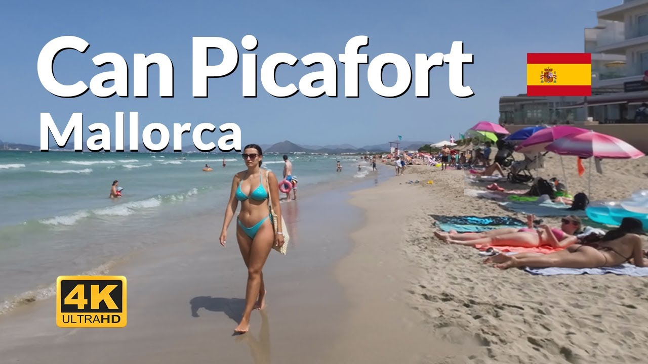 Can Picafort Beach Walk Mallorca Spain 4K 🇪🇸