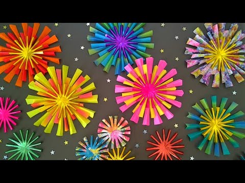 【簡単✨折り紙】花火の作り方🎇夏はコレで決まり！【壁面飾り】華やかな立体感✨ DIY How to make origami fireworks.paper craft
