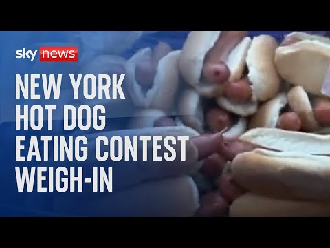 New York hot dog eating contest weigh-in