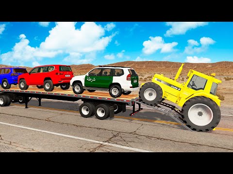 Flatbed Truck Mcqueen | Transportation with Truck - Pothole vs Car #263 - BeamNG.Drive
