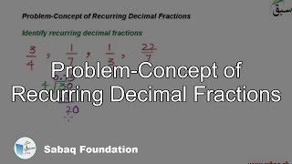 Problem-Concept of Recurring Decimal Fractions