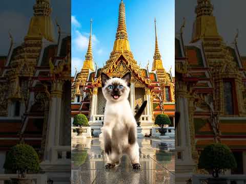 Adorable Siamese Kitten Dances in Front of Bangkok’s Grand Palace! 🐱💃✨ #cat #animaldance #prompt