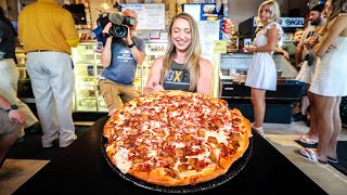 Finish This Breakfast Pizza Challenge Faster Than The Current Champ, Win $100 Cash!!