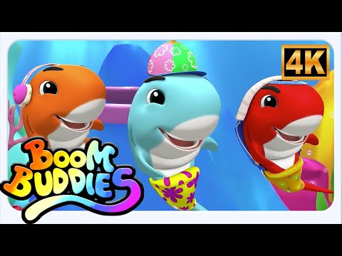 Boom Buddies Cinco Tiburoncitos | Canción Divertida de Animales para Niños