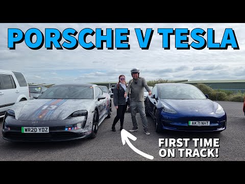 Porsche Taycan 4S v Tesla Model 3 Performance on track. Which is faster? Over 140mph 😲