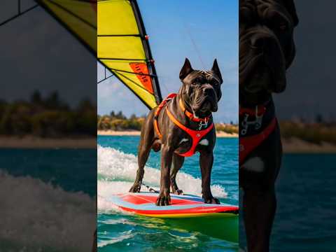 Chú chó canecorso có sở thích lướt ván