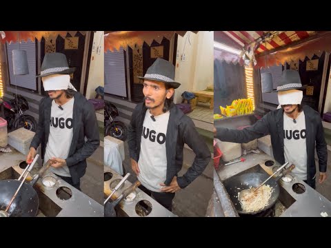 😱आख में पट्टी बाँधकर बनादिया Chinese😍Indorestreetfood🔥 #youtubevideo #streetfood #food #talent