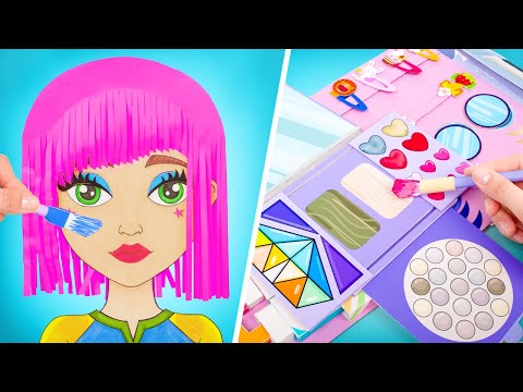 New Hairstyle For Paper Doll || Pink And Lilac Paper House 🏠Fun DIY