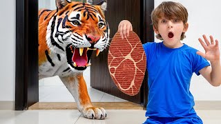 Wild Animal Adventure at Home | Learn Animal Names & Food | Educational Fun with Vania Mania Kids