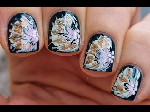 Holiday Flower Nail Art | Elegant Dark Green Festive Nails | Easy Nails For Beginners