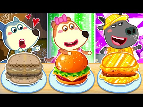 Food Challenge: Rich vs Broke vs Giga Rich 🍔🍟🍕 Good Habits 🤩 Wolfoo Kids Cartoon 🇨🇦