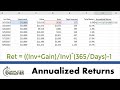 Annualized Return Calculations in Excel