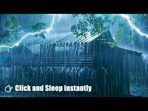 Relieve Stress & Anxiety, Fall Asleep Easily 😴 Strong Rainfall on Tin Roof & Mighty Thunder at Night