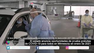 El estado anuncia oportunidades de prueba gratuitas de COVID-19 para todos en MN en enero de 2021