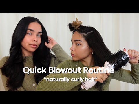 THE QUICKEST BLOWOUT ROUTINE *curly to straight hair routine*