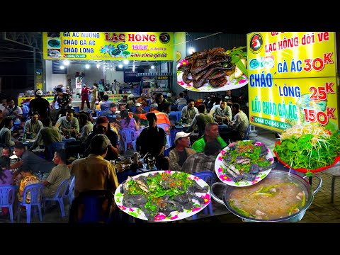 Anh Trai Bán Gà Ác Nướng Cháo Gà Ác 30K Ngon Lạ  Ngày Hơn 300 Con Ăn Cháo Thêm Mệt Nghỉ