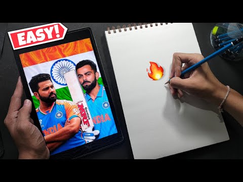 Virat Kohli and Rohit Sharma Drawing Step By Step 🔥  t20World Cup 2024 🏆❤️