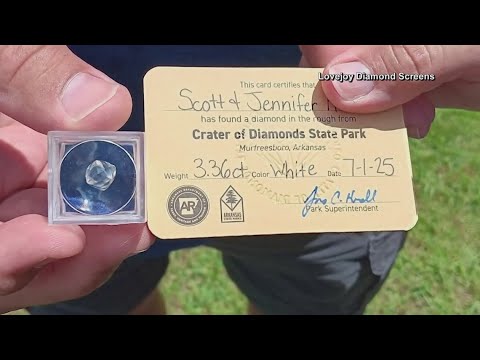 YouTube video thumbnail: Florida Couple Finds 3.36-Carat Diamond at Arkansas State Park